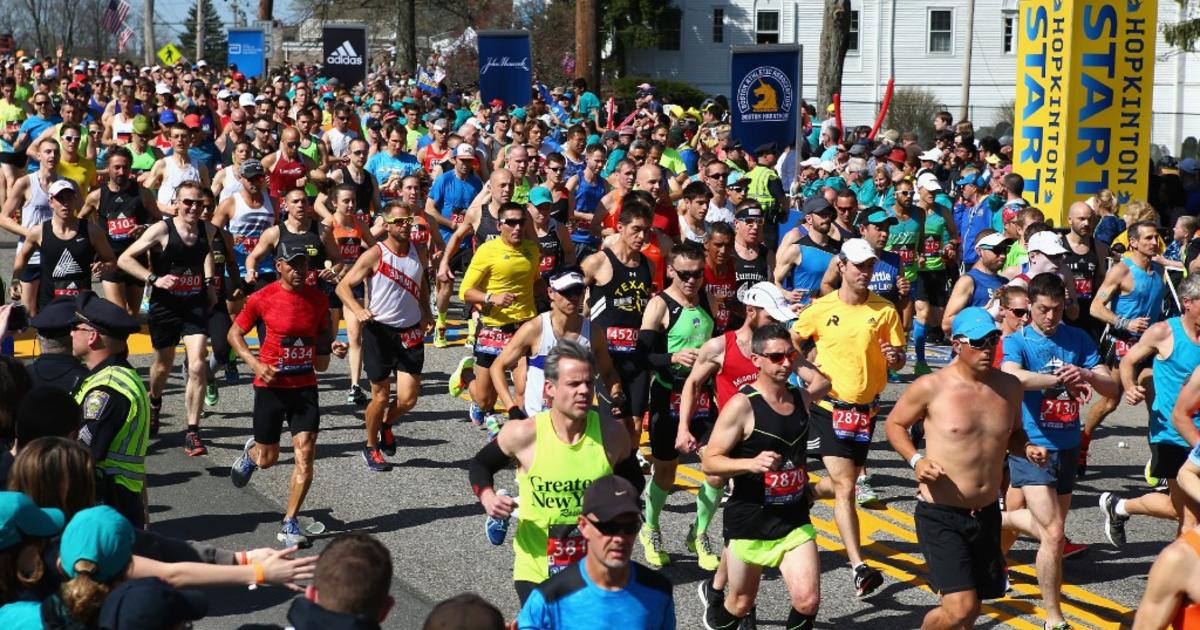 Boston Marathon starting line painted in Hopkinton