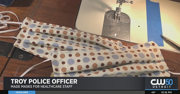 Coronavirus In Michigan Troy Officer Makes Masks For Healthcare