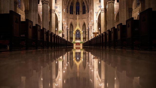 An empty St. Patrick's Cathedral is seen during the outbreak of the coronavirus disease (COVID-19) in the Manhattan borough of New York City 