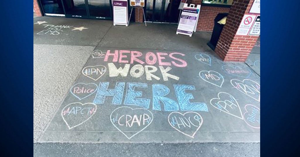 Uplifting Chalk Messages For Healthcare Workers Left Outside Hospital