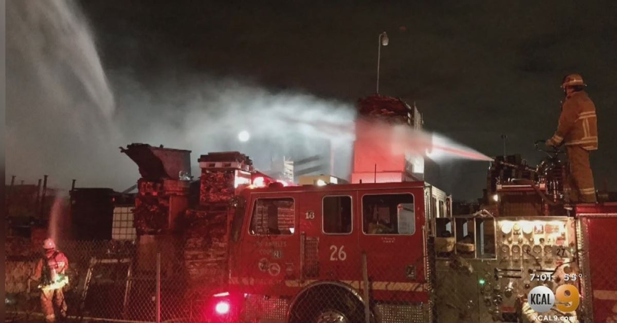 Firefighters Battle Large Pallet Yard Fire In City Of Industry CBS