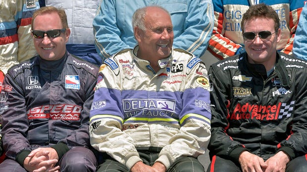 Bob Lazier, center, with sons Jaques and Buddy at Indianapolis Motor Speedway in 2014.Lazier Family 