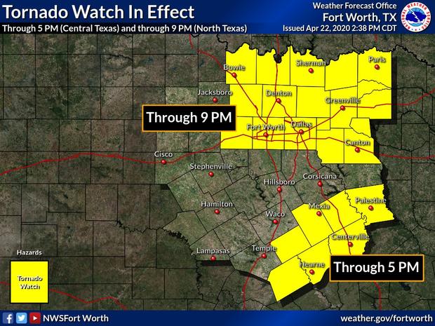 Apr. 22 tornado watch for NTX 