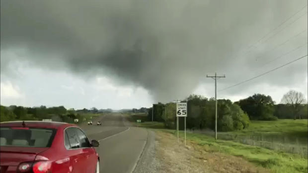 A tornado hits Durant, Oklahoma 