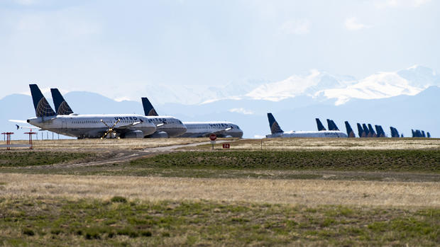 United Planes Sit Parked At Denver International Airport, As The Coronavirus Pandemic Severely Halts Airline Travel 