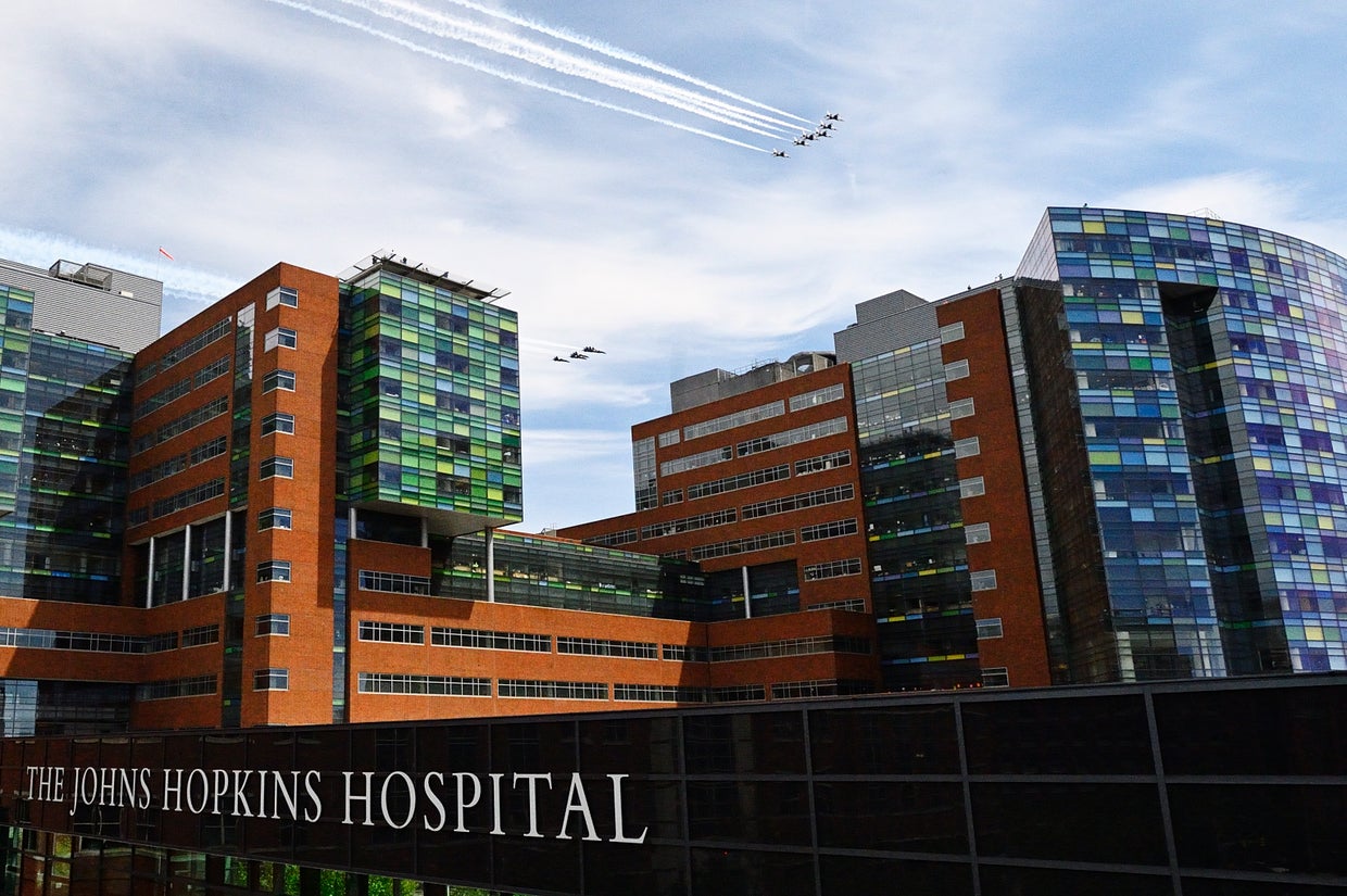 Blue Angels and Thunderbirds fly over Johns Hopkins Hospital 