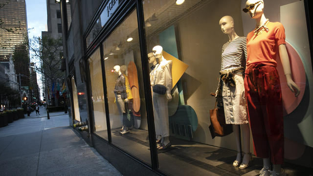 A J.Crew store logo is pictured on a building along the Lincoln Road Mall in Miami Beach 