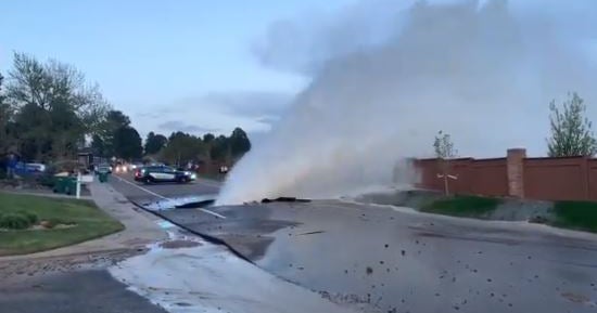VIDEO Large Water Main Break Now Restored CBS Colorado