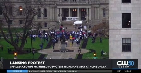 Smaller Crowds Gathered At State Capitol To Protest Michigan's Stay At ...