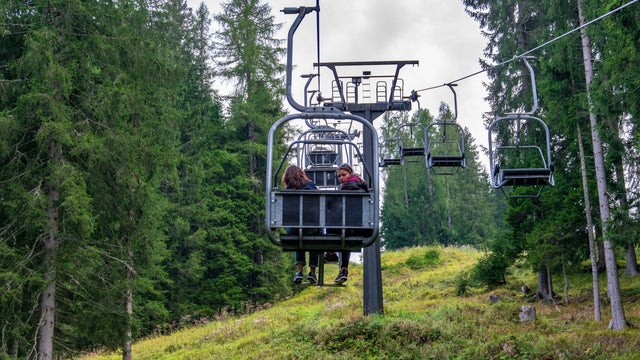 Two sisters In a chairlift 