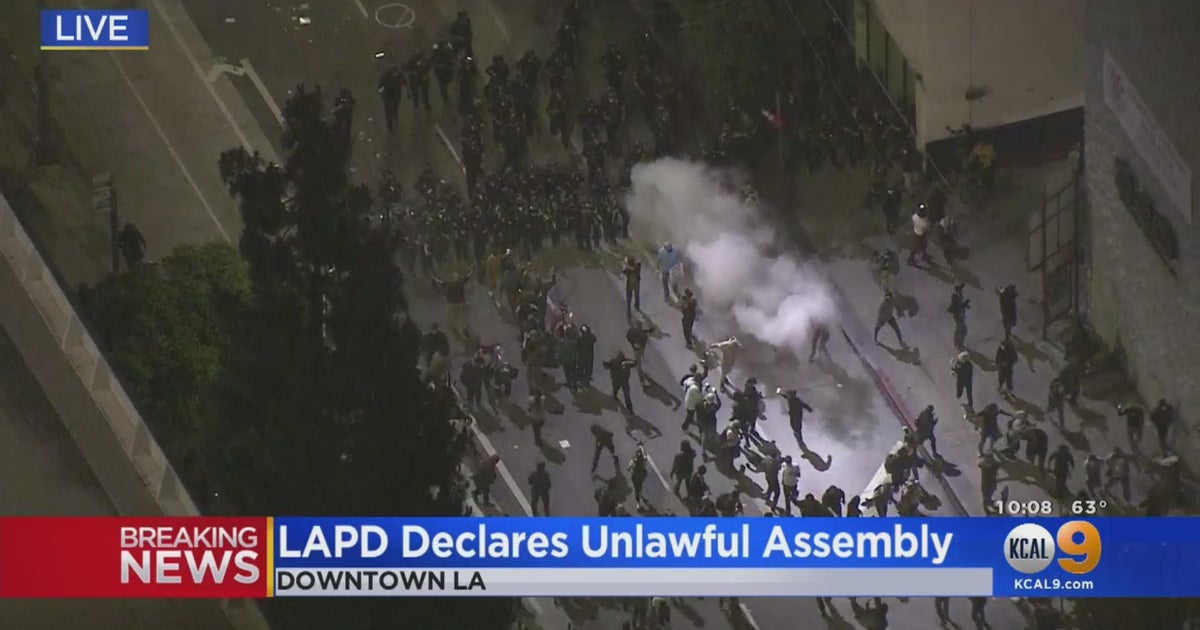 LAPD Declares Unlawful Assembly As Protesters, Police Clash Downtown ...