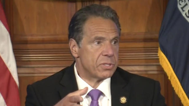 New York Governor Andrew Cuomo speaks to reporters after meeting with President Trump in Washington 