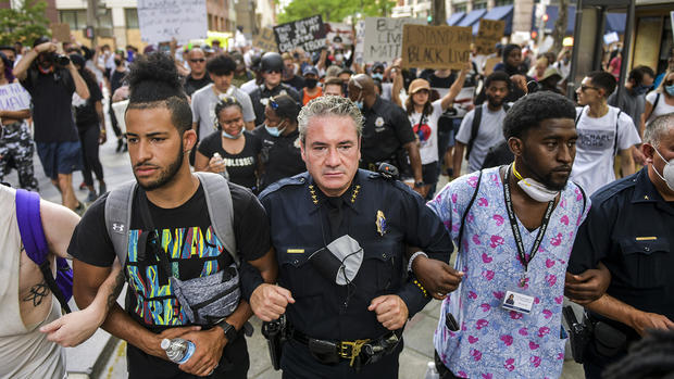 Denver Police Chief Paul Pazen Joins Protests At Capitol In Denver In Aftermath To Death Of George Floyd 