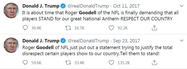 Donald Trump tweets about Roger Goodell 
