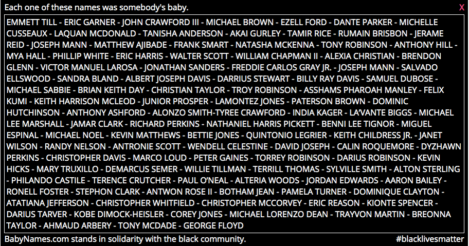 BabyNames Features List Of Black Lives Lost On Homepage Each Of 