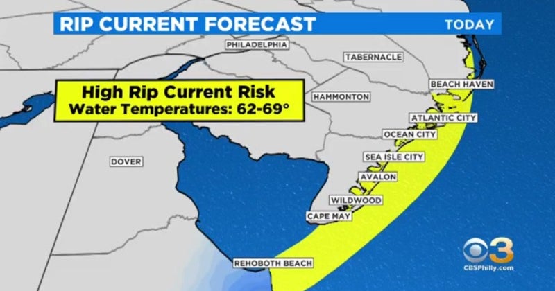 Swimmers Face Rip Current Risk Along New Jersey Shore - CBS Philadelphia