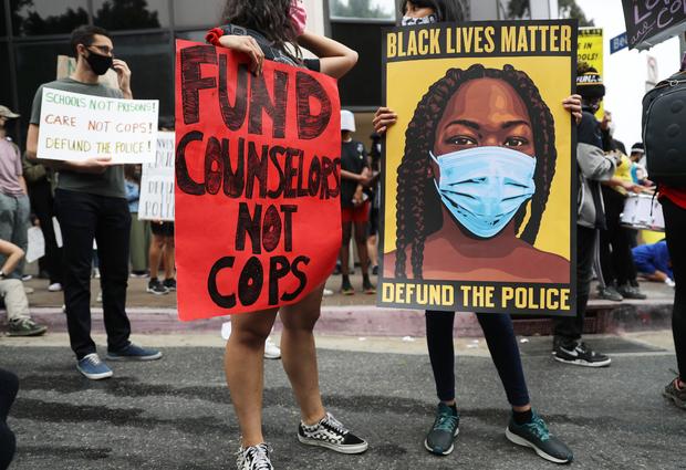 Black Lives Matters Rallies At LA Board Of Education To Defund School Police 