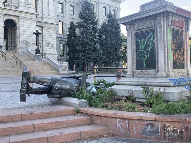 civil war statue at capitol torn down credit cbs 