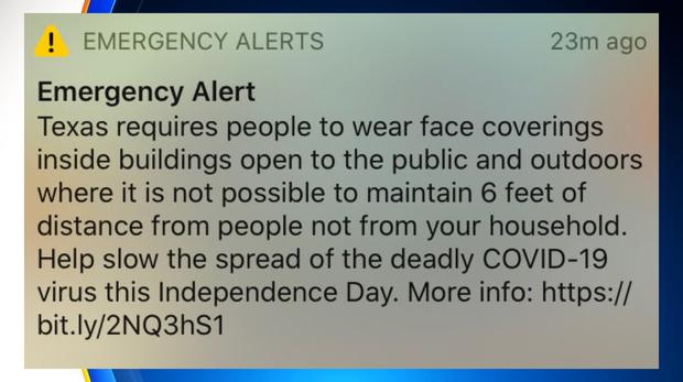 Mask Emergency Alert in Dallas 