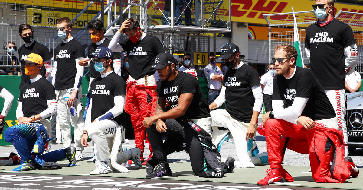 Formula One Drivers Take A Knee In Show Of Solidarity For Anti Racism Campaign Cbs News