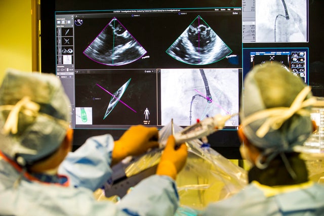 CU Hospital is repairing a woman's leaky heart valve with minimally invasive surgery rather than open-heart surgery 