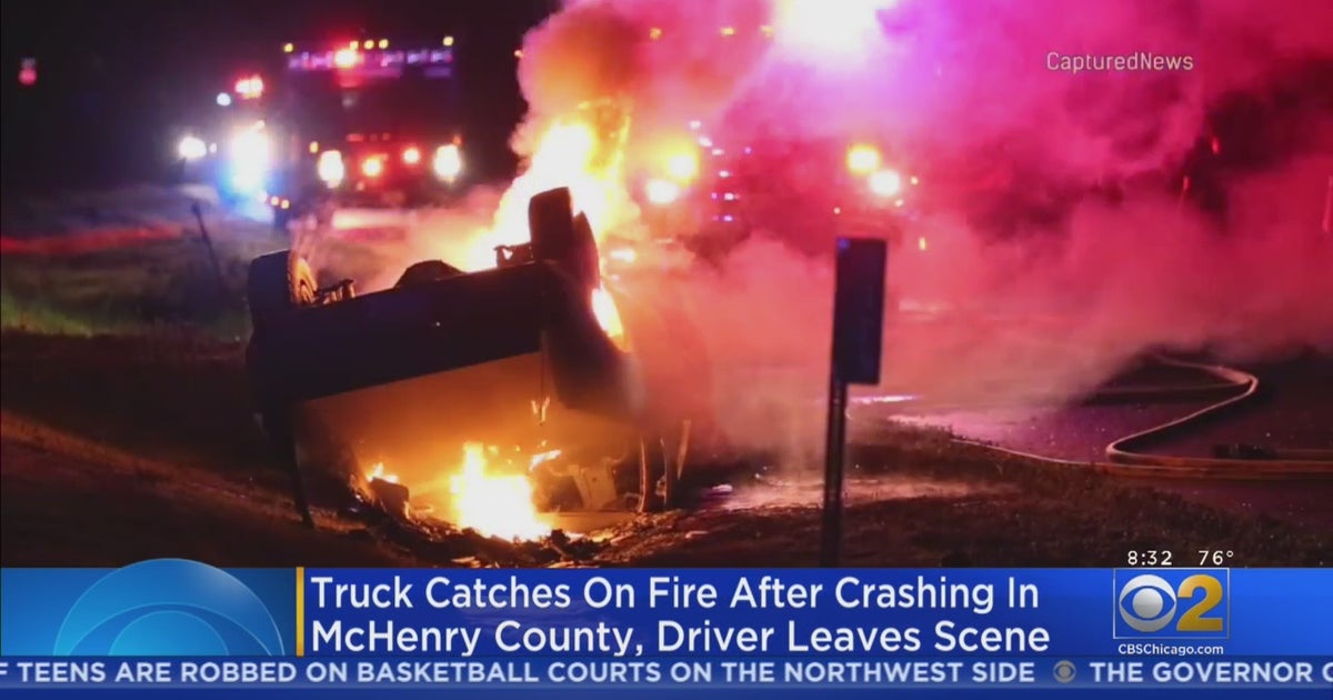 Truck Catches Fire After Crashing In McHenry County; Driver Leaves ...