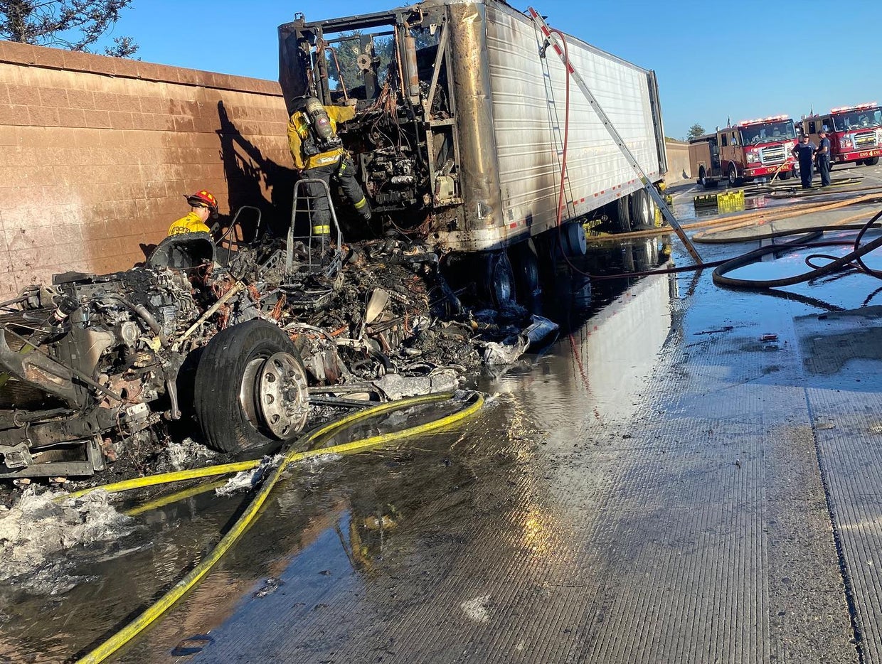 Traffic Delays On NB I-5 Due To Big Rig Fire In Stockton - CBS Sacramento