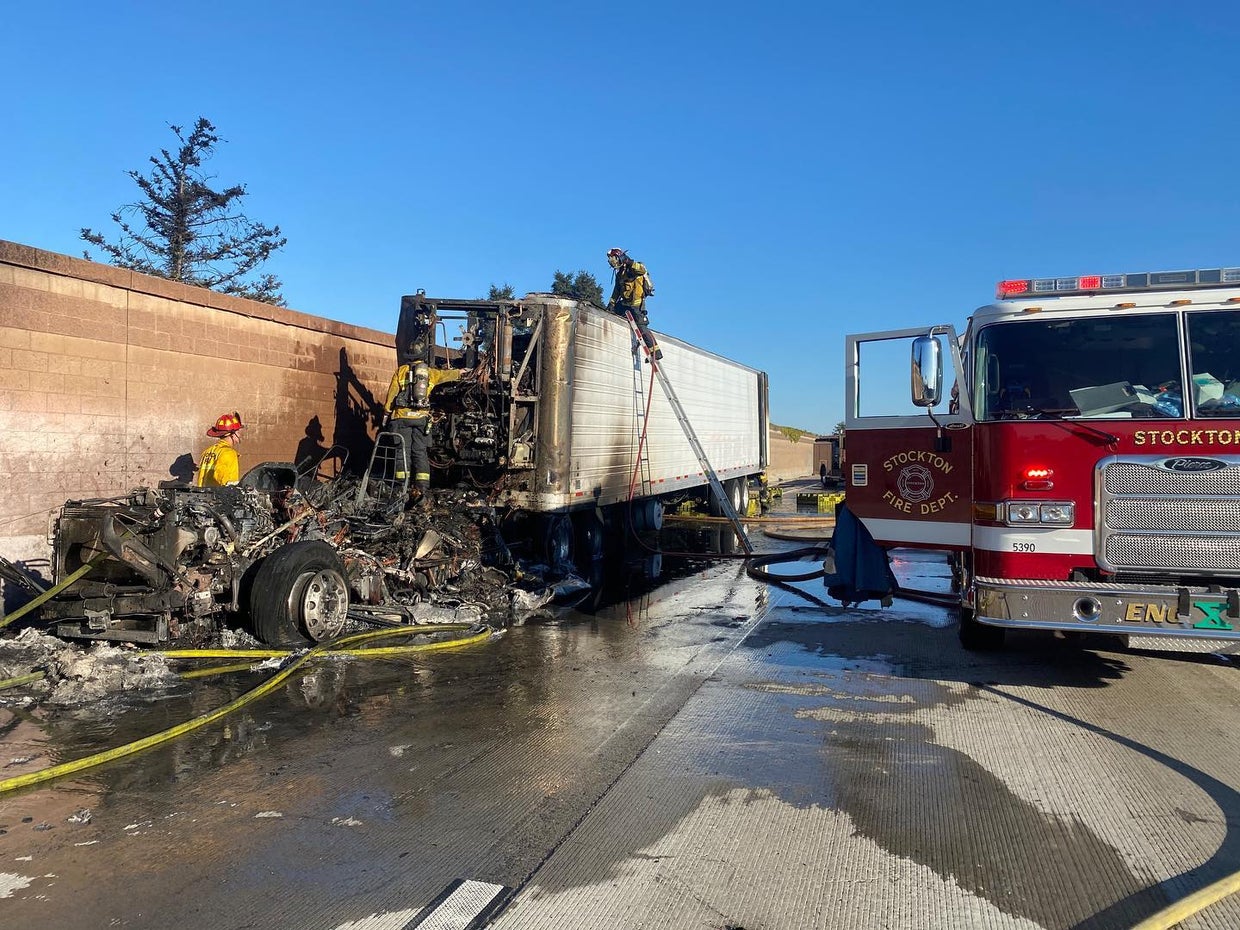 Traffic Delays On NB I-5 Due To Big Rig Fire In Stockton - CBS Sacramento