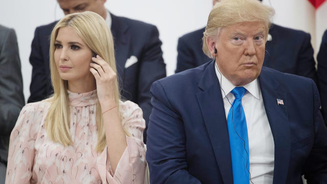 White House senior adviser Ivanka Trump listens as she participates in a video conference virtual event along with her father President Trump and banking executives to discuss the U.S. government's rescue program for businesses hurt by the coronavirus pan 