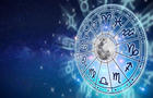 Zodiac signs inside of horoscope circle. Astrology in the sky with many stars and moons  astrology and horoscopes concept 