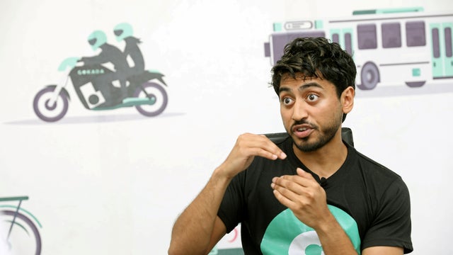 FILE PHOTO: Fahim Saleh, Co-founder/CEO of Gokada explains his company's operation during an interview with Reuters in Lago 