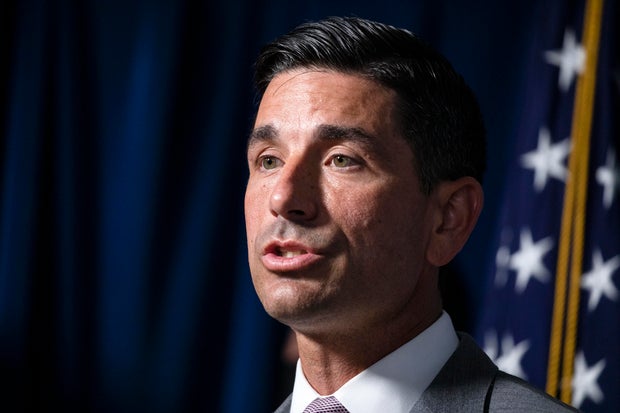Acting Secretary of Homeland Security Chad Wolf speaks during a press conference on the actions taken by federal agents in Portland, Oregon, on July 21, 2020, in Washington.