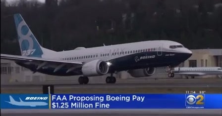 FAA Proposing Boeing Pay 1 25 Million Fine CBS Chicago