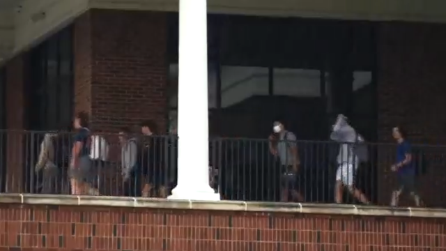 School classroom with blackboard 