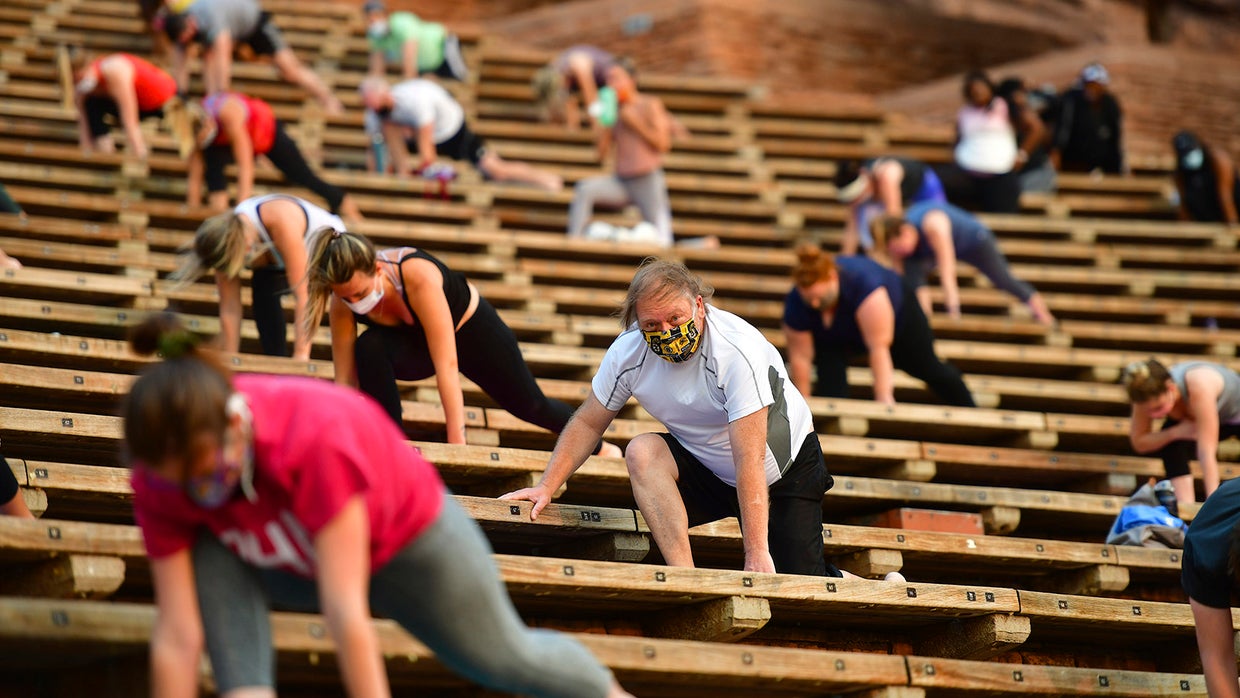 Socially Distanced Yoga On The Rocks At Red Rocks Amphitheatre