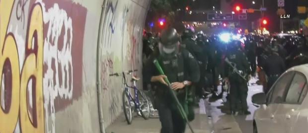 LAPD Officers Fire Rubber Bullets In Clash With Protesters, 10 Arrested 