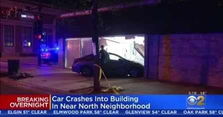 Car Crashes Into Building In Near North Neighborhood - CBS Chicago