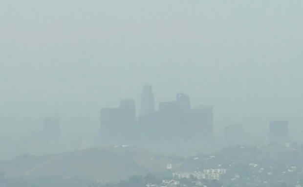 smoky downtown la skyline 