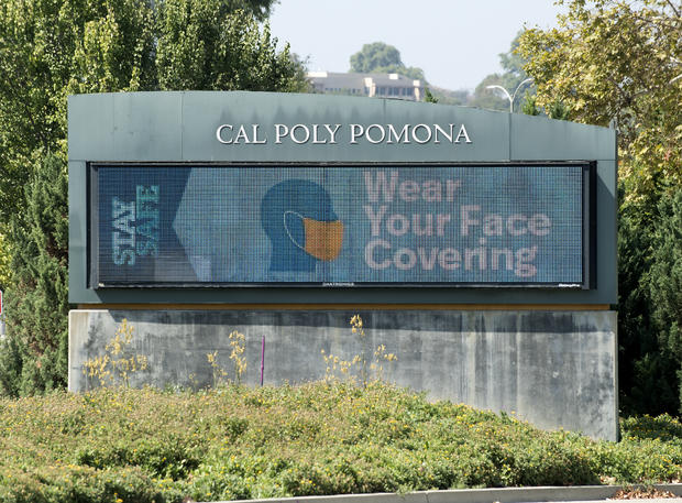 Cal Poly Pomona face covering marquee 