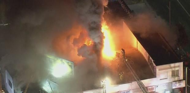 Fire Collapses Roof Of South LA Commercial Building 