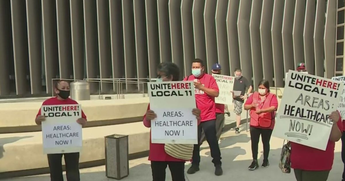 Laid Off LAX Food Workers Hold Protest Over Losing Healthcare - CBS Los ...