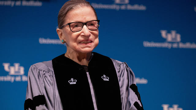 FILE PHOTO: U.S. Supreme Court Justice Ruth Bader Ginsburg speaks at University of Buffalo School of Law in Buffalo, New York 