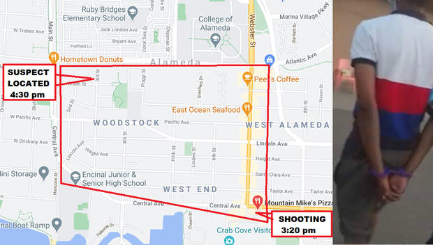 Alameda shooting map, suspect 