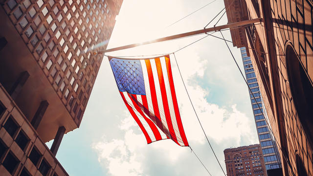 American flag in Midtown Manhattan 