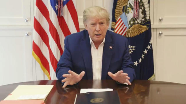 U.S. President Donald Trump, who is being treated for the coronavirus disease (COVID-19) in a military hospital outside Washington, makes announcement via video 