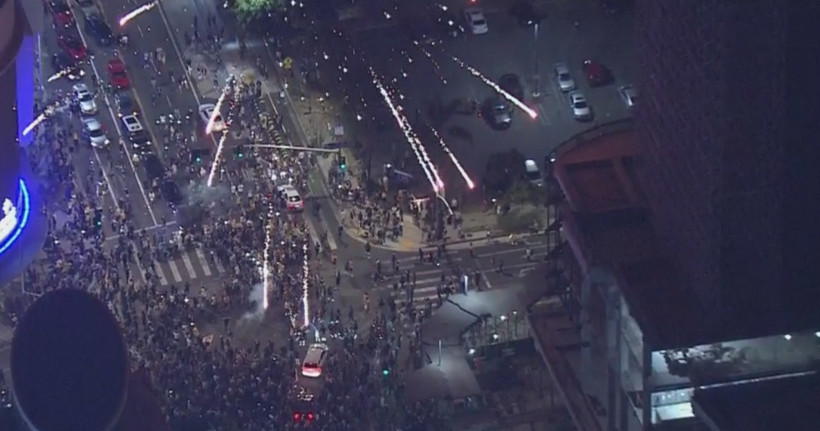 Police Respond To Angelenos Crowding Streets Downtown Following Lakers ...