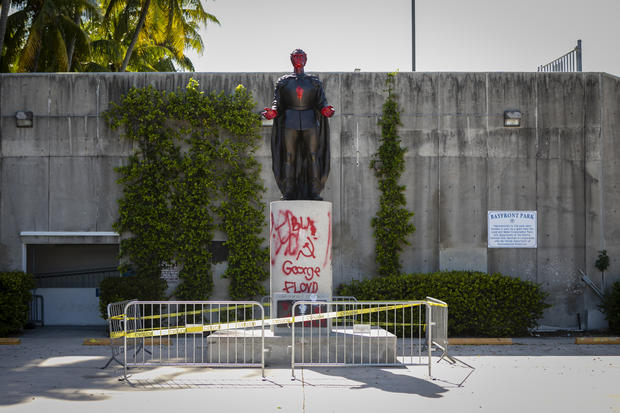 Vandalized statues in Miami 
