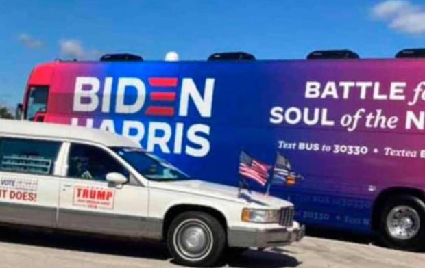pro-trump convoy Biden-Harris bus 