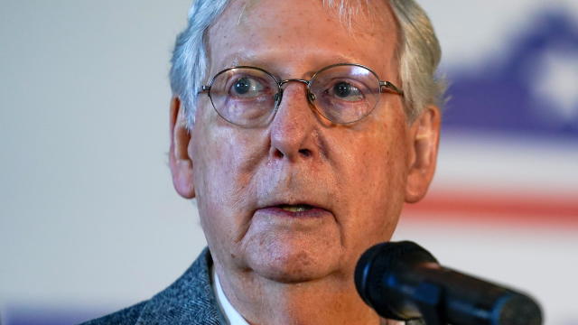 Senate Majority Leader Mitch McConnell speaks at the final campaign event of his 2020 campaign for U.S. Senate in Versailles 