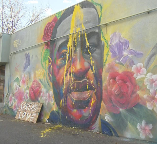 George Floyd Mural in Denver vandalized 